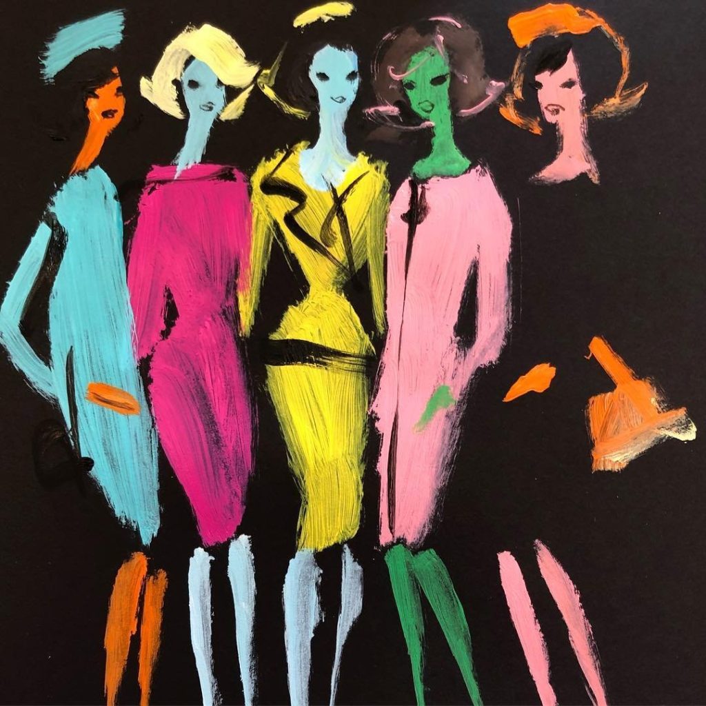 Donald Robertson sketch of Moschino by Jeremy Scott for fall 2018