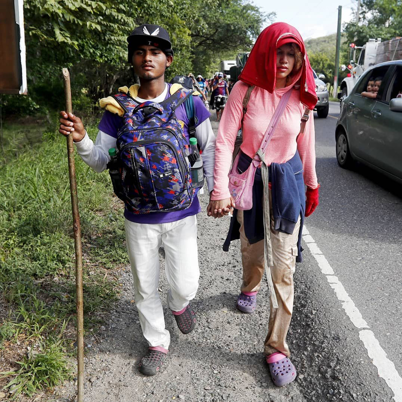 Image of the immigrant caravan from Mexico and Honduras