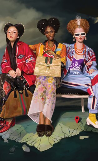 gucci-hottest-fashion brand for 2019-image of 3 female models styled in head to toe Gucci