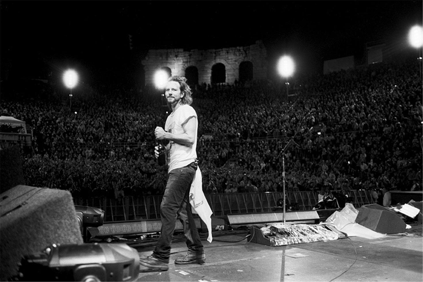 Eddie Vedder onstage with Pearl Jam in Italy