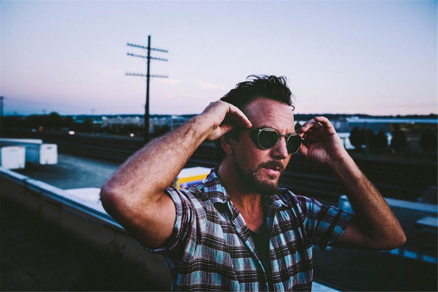 Eddie Vedder singer of Pearl Jam wearing sunglasses