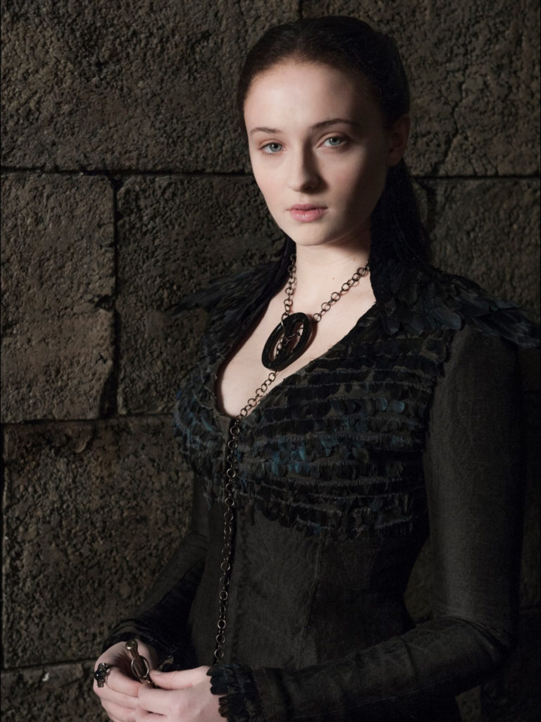 Game of Thrones Sansa Wearing Low Cut top and chain necklace