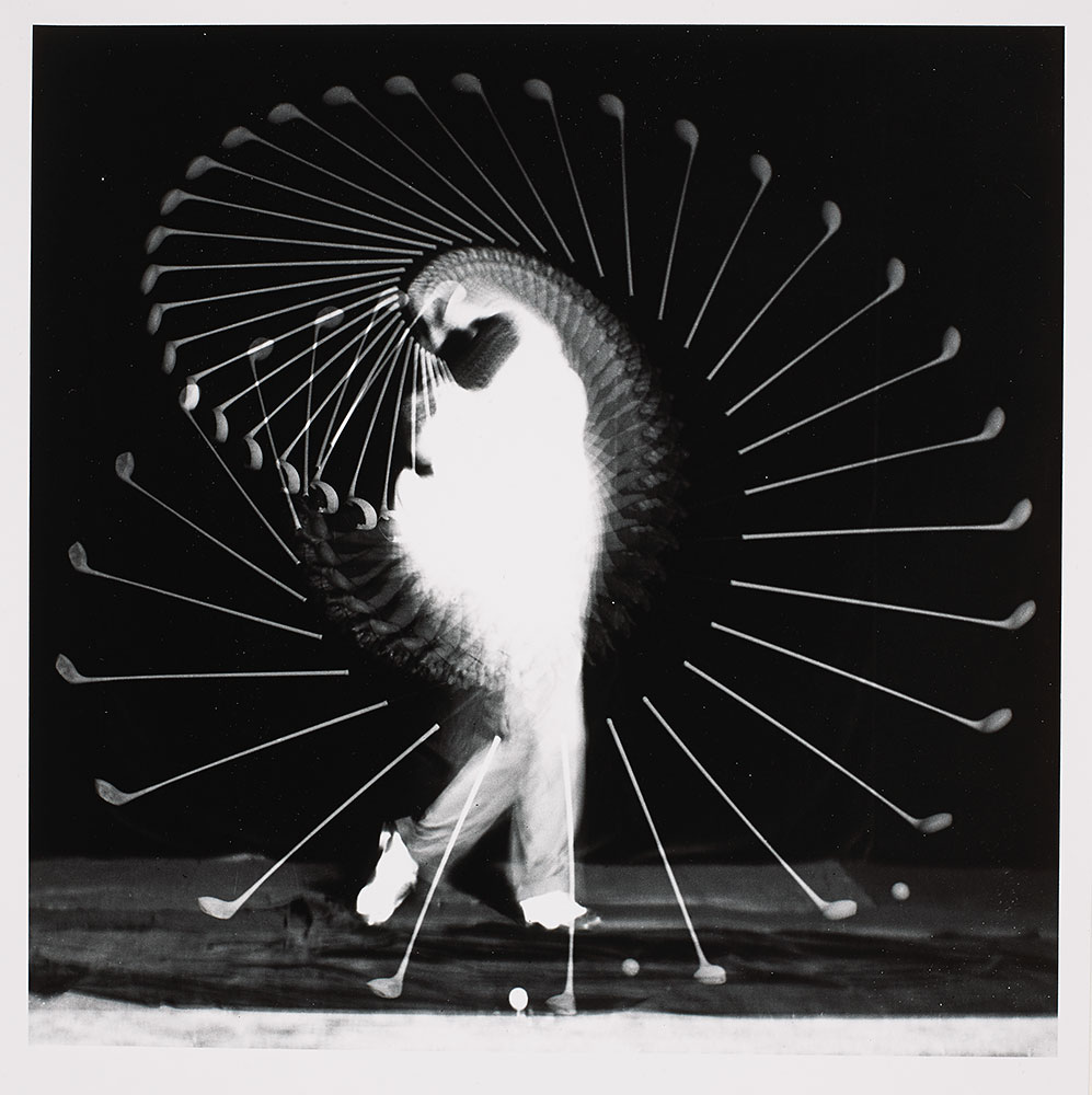 Harold Edgerton photograph of a man's golf swing