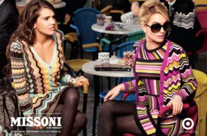 Missoni For Target Ad Campaign Image of two models wearing Missoni for Target sitting in a cafe