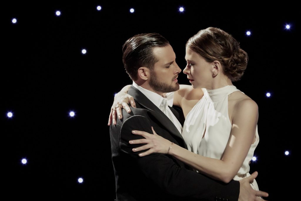 Nico Tortarello and Lead Actress from Younger in Black Tie