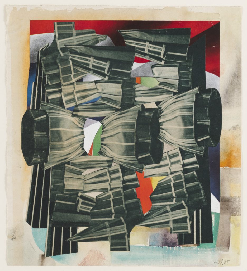 Hannah Hoch Mixed Media Canvas with Layers of Metal and paper