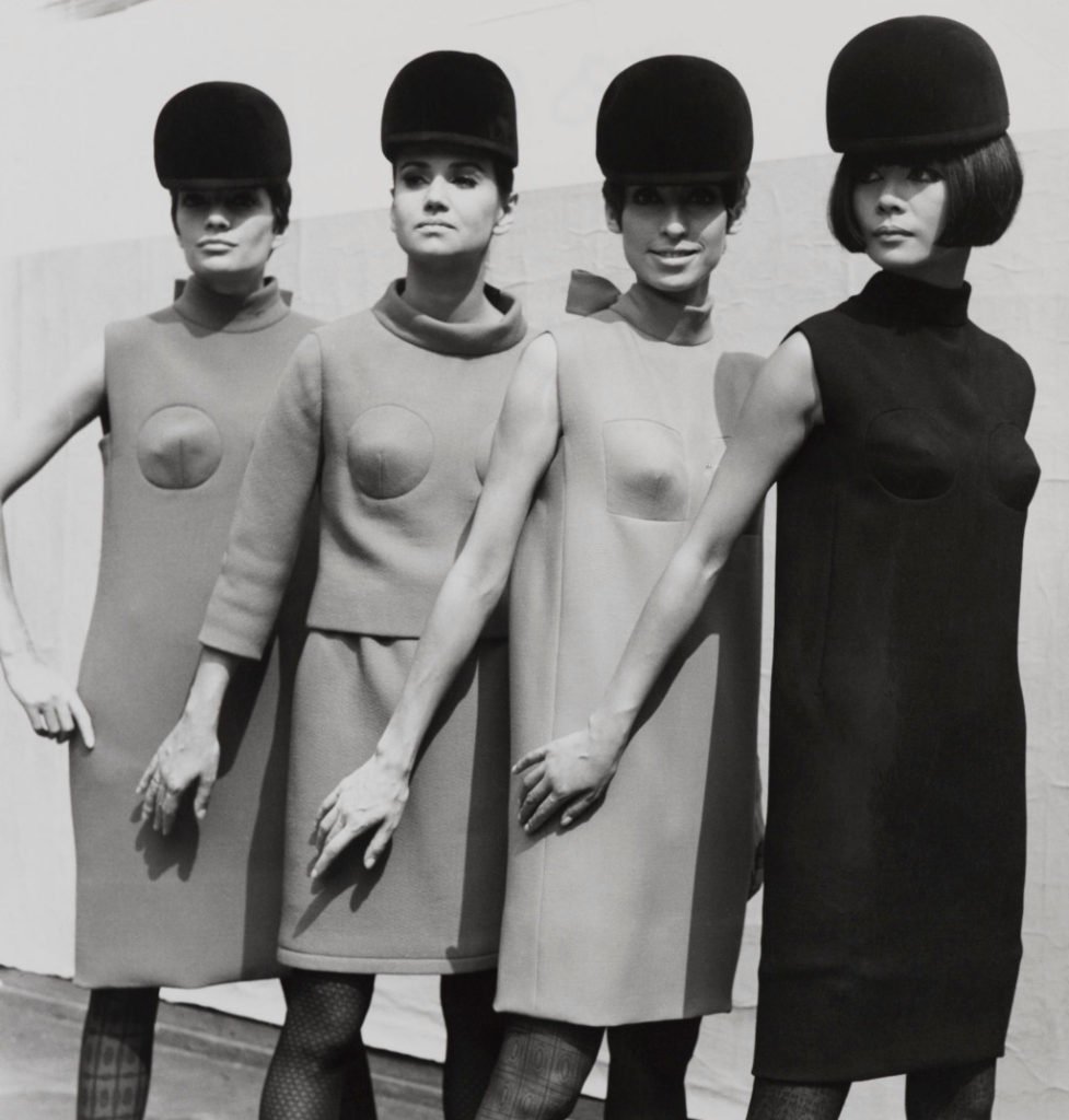 Pierre Cardin minidresses on models_with_sculpted_bust_detail-_1966