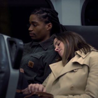 Couple on train