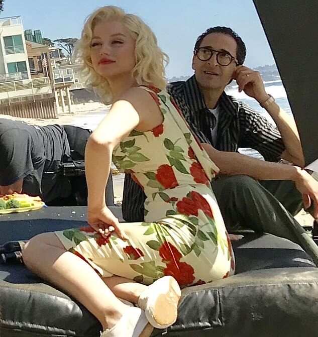 Ana de Armas and Adrien Brody on the set of Blonde