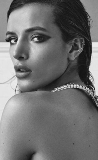 bella thorne black and white portrait