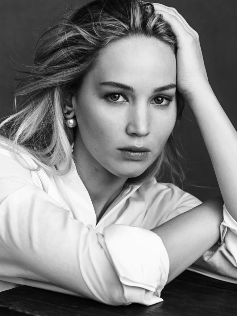 Jennifer Lawrence black and white portrait