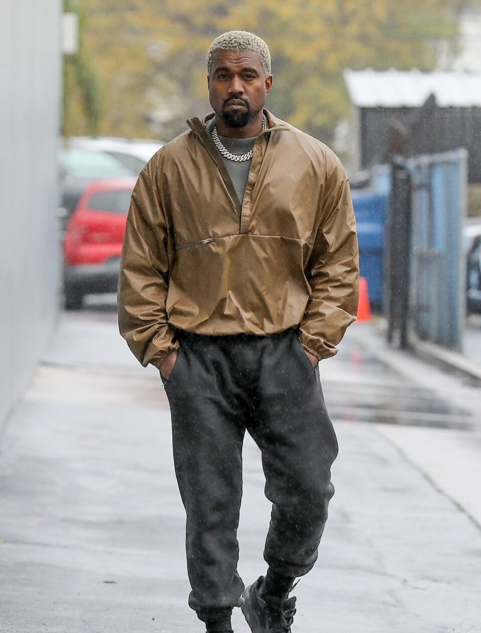 Kanye West walking down the street