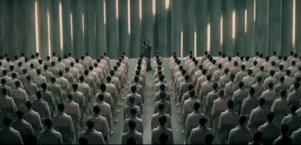 Brave New World people standing in rows