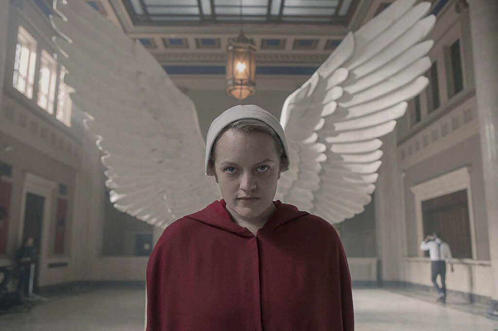 Elisabeth Moss in The Handmaid's Tale angel wings