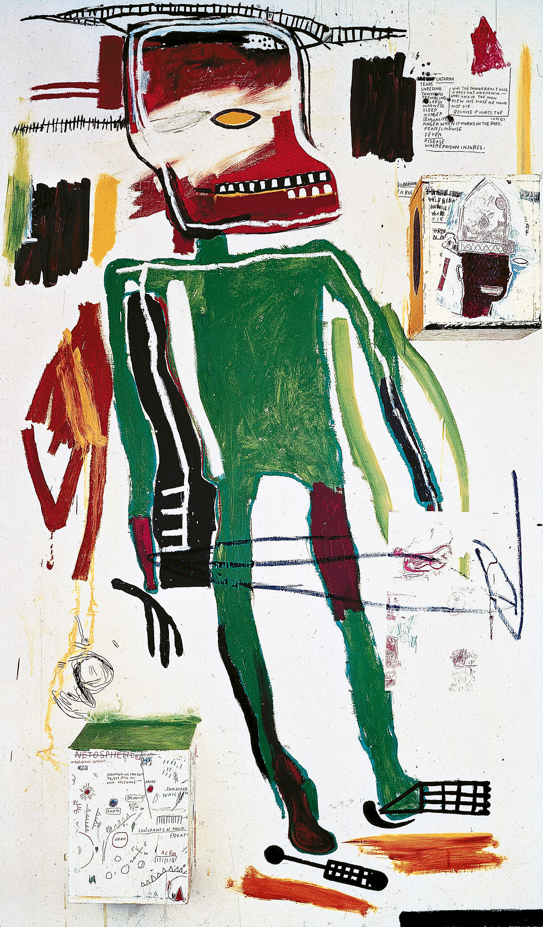 Jean-Michel Basquiat American 1960−88 Because it Hurts the Lungs 1986 synthetic polymer paint and collage on wood 183.0 x 107.0 x 21.0 cm Museum MACAN, Jakarta © Estate of Jean-Michel Basquiat. Licensed by Artestar, New York