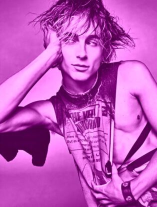 Timothee Chalamet with pink overlay