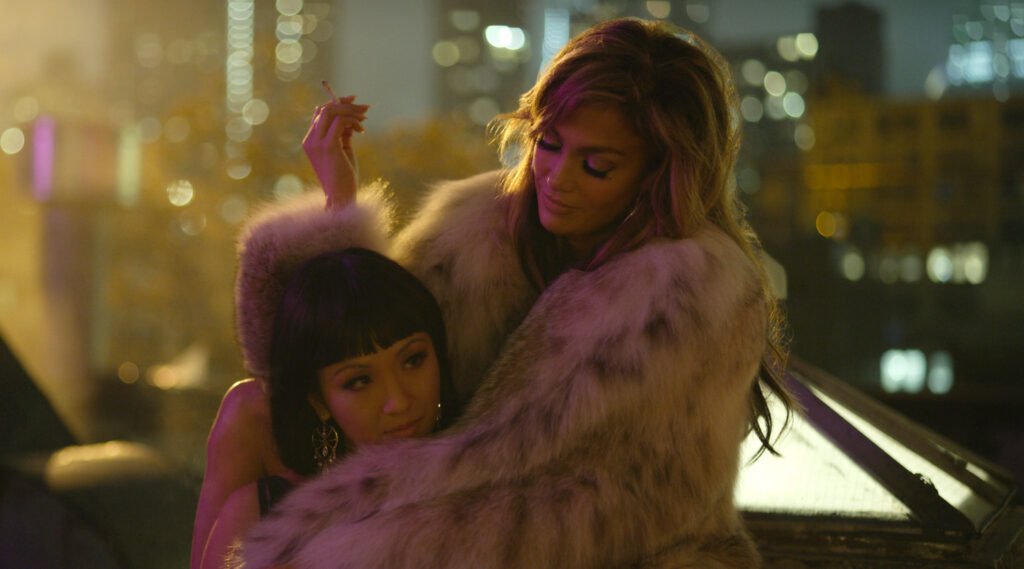 Jennifer Lopez and Constance Wu in Hustlers
