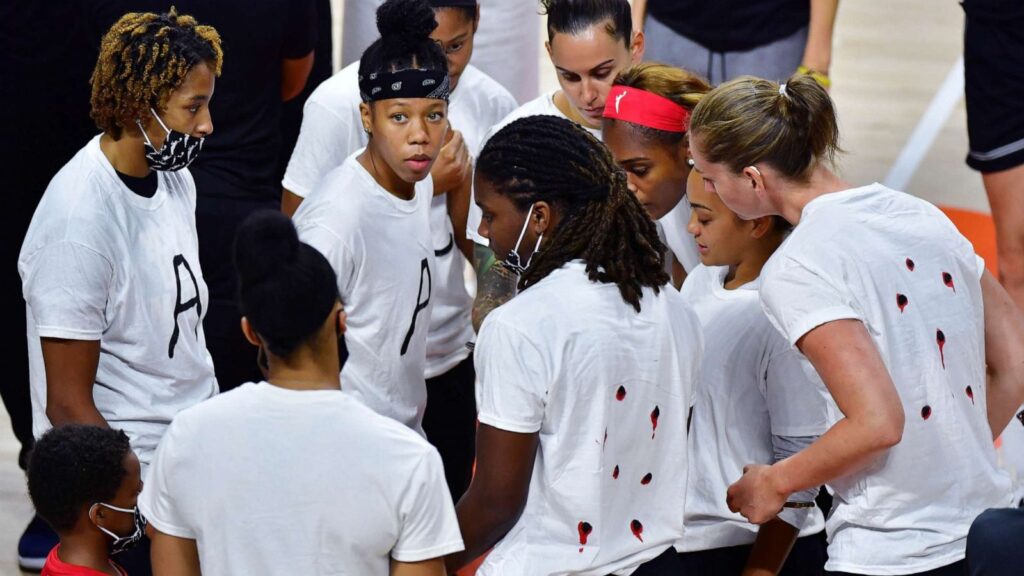 WNBA Mystics shirts with 7 bullet holes for Jacob Blake