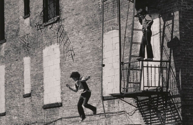 Martha Cooper Lower East Side [Boy Jumping from Fire Escape], 1978