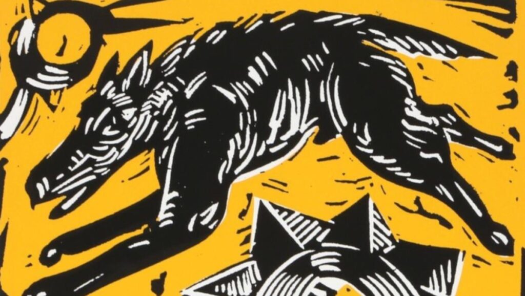 Charlie Hewitt, Dog on Yellow, 1990