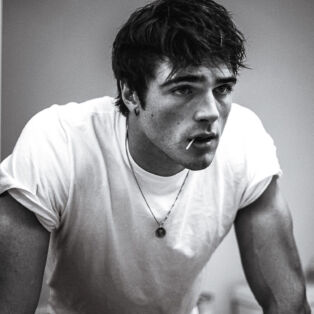 jacob elordi black and white portrait