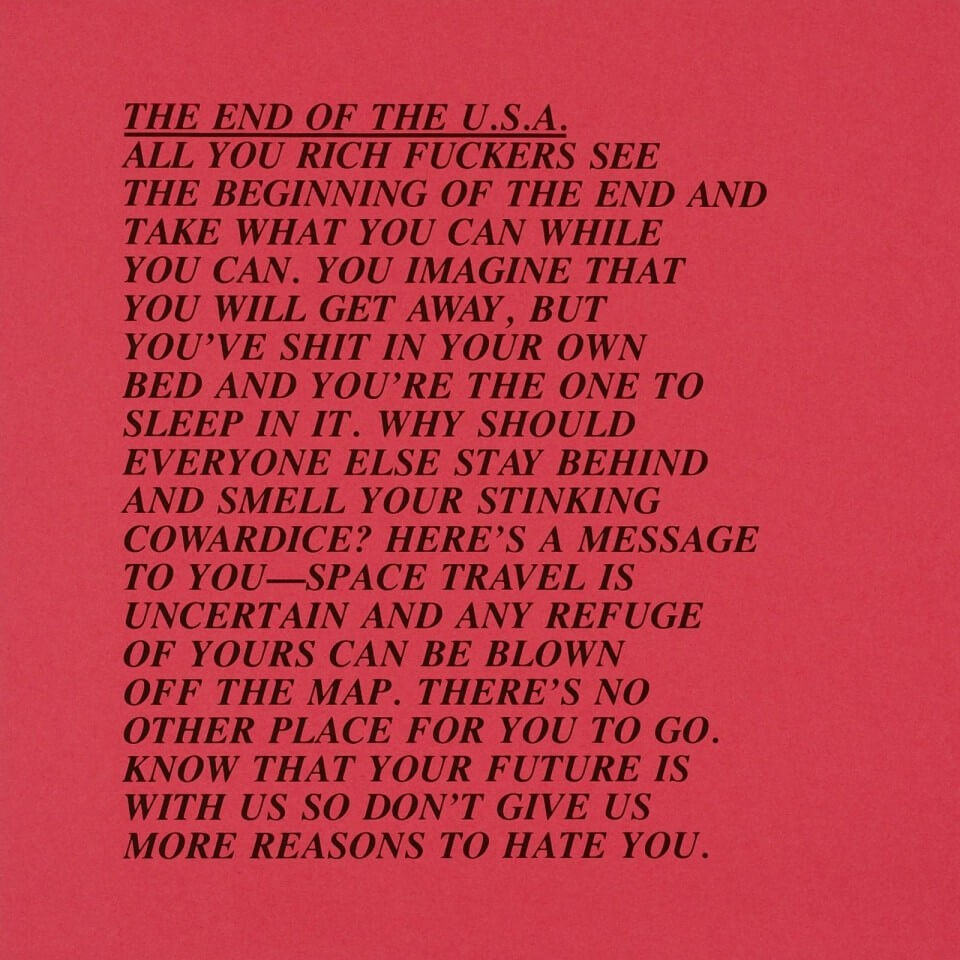 The End of the USA, Jenny Holzer, 1982, Courtesy of the artist and GAVLAK Los Angeles