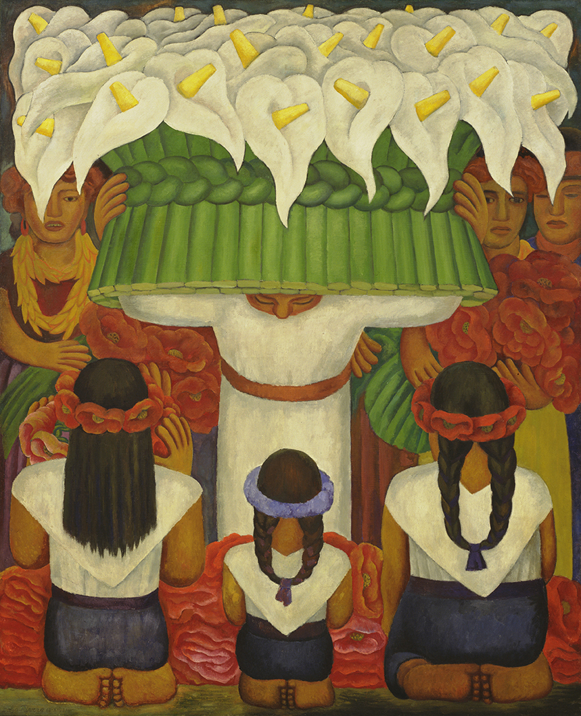 Diego Rivera, Flower Festival: Feast of Santa Anita, 1931. Encaustic on canvas, 78 1/2 × 64 in. (199.3 × 162.5 cm). The Museum of Modern Art, New York; gift of Abby Aldrich Rockefeller, 1936. © 2020 Banco de México Diego Rivera Frida Kahlo Museums Trust, M