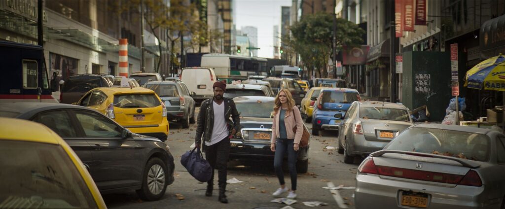Jovan Adepo and Heather Graham in The Stand