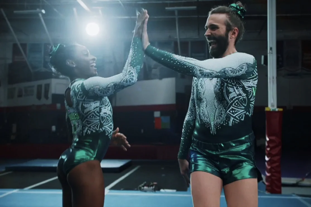 Simone Biles and Jonathan Van Ness for Uber Eats