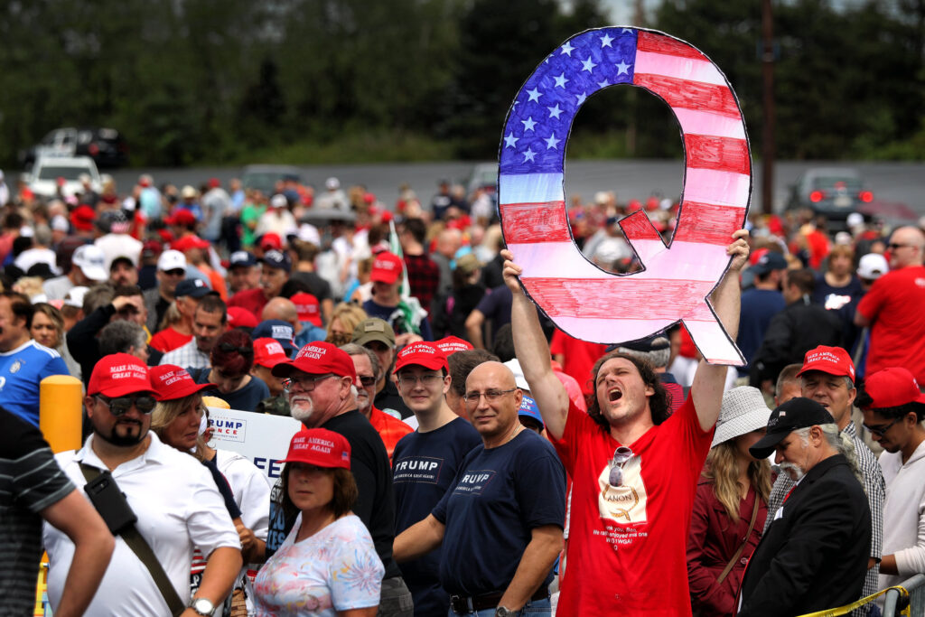QAnon at a Trump rally