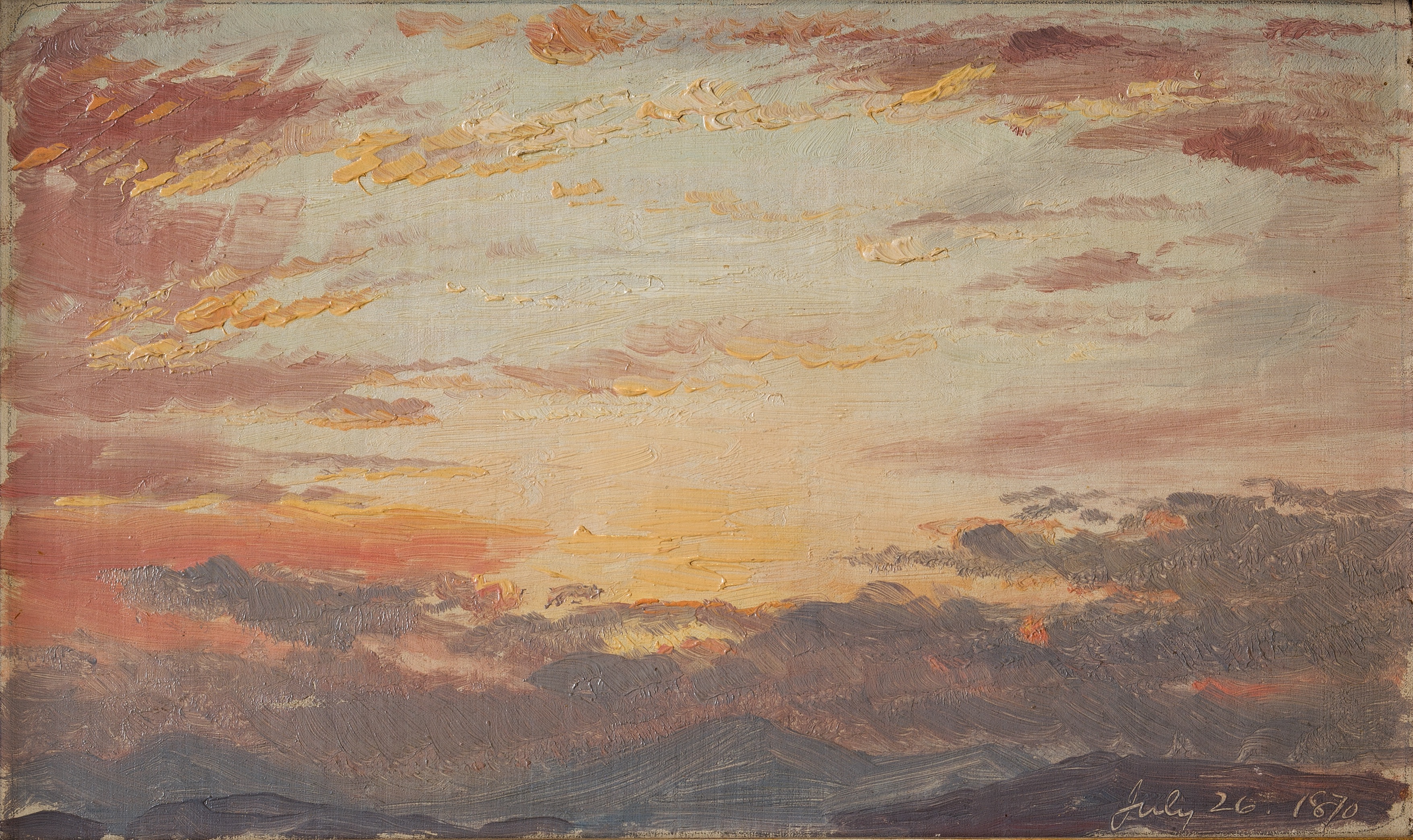 FREDERIC EDWIN CHURCH, Sunset on July 26, 1870 (1870) Courtesy of Mnuchin Gallery, New York
