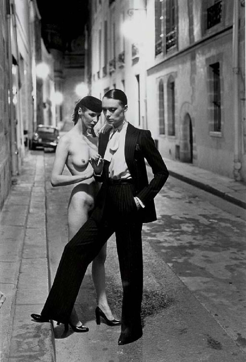 Helmut Newton, Rue Abriot with model next to nude