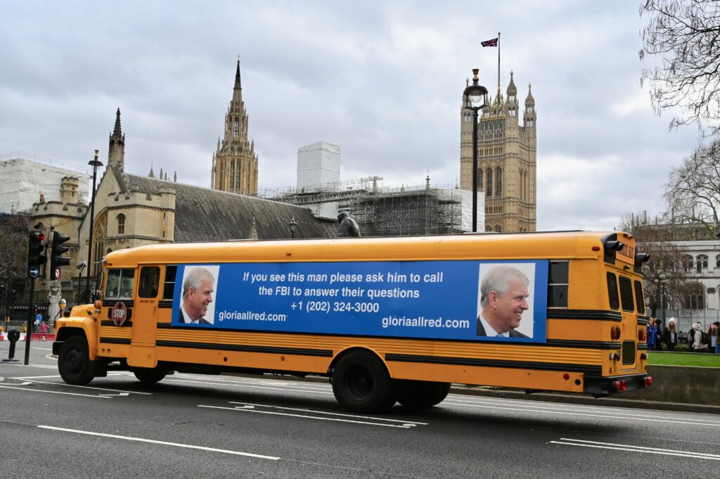 Prince Andrew bus in London
