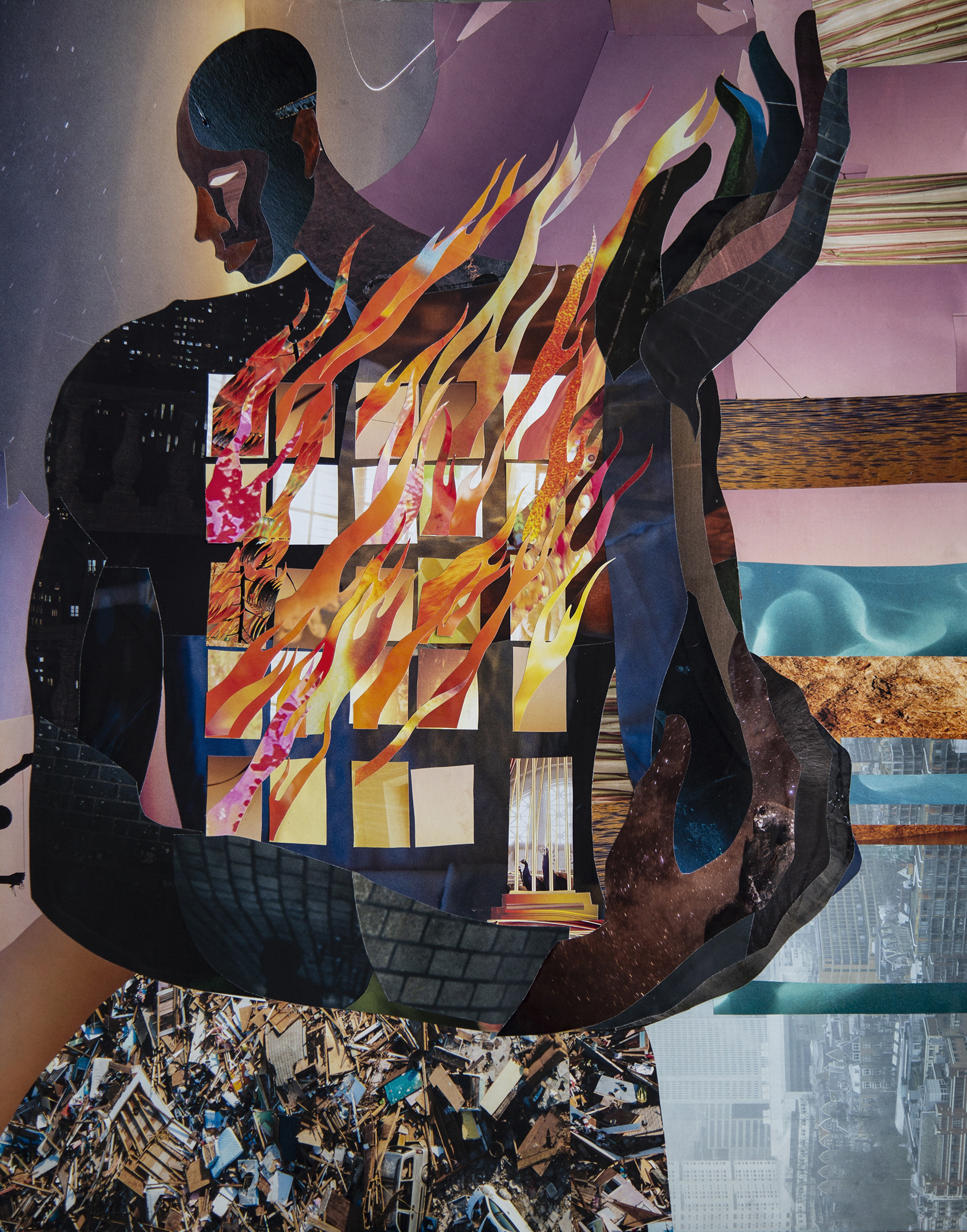 Christopher Myers, My Body is a Burning House, 2020. Collage, 18 x 24 inches. Courtesy of the artist