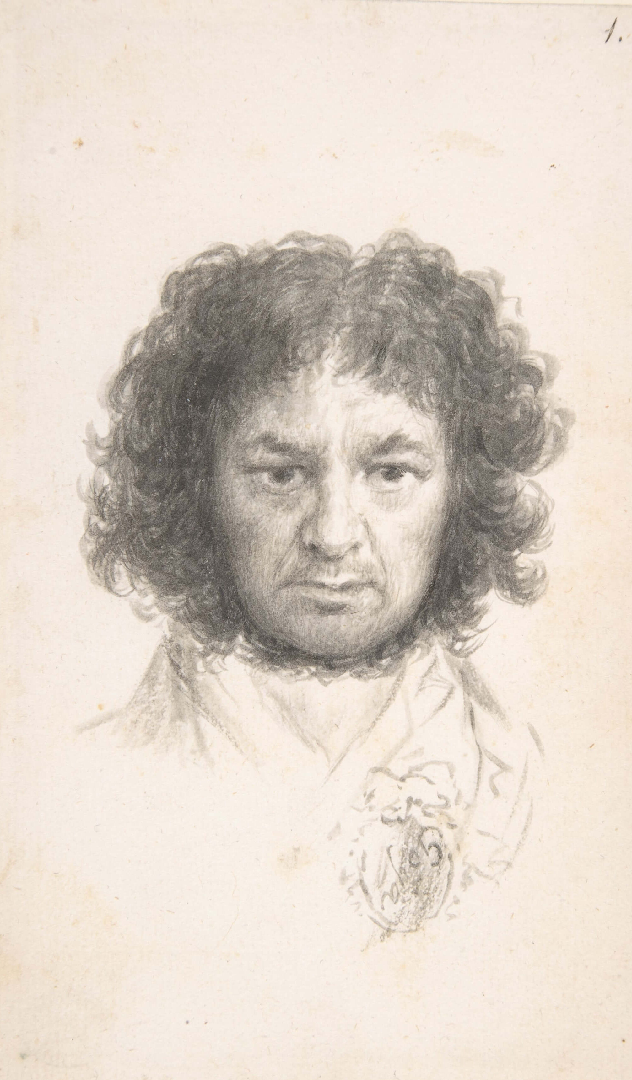 Goya, Self-portrait, ca. 1796. Brush and point of brush, carbon black ink, on laid paper. The Metropolitan Museum of Art, New York, Harris Brisbane Dick Fund, 1935
