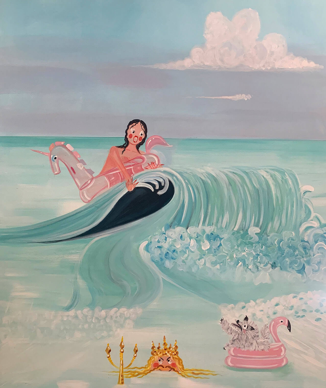 Oh de Laval, Young Poseidon, acrylic on canvas, 121 x 91 x 3 cm, 2020, courtesy the artist and Unit London