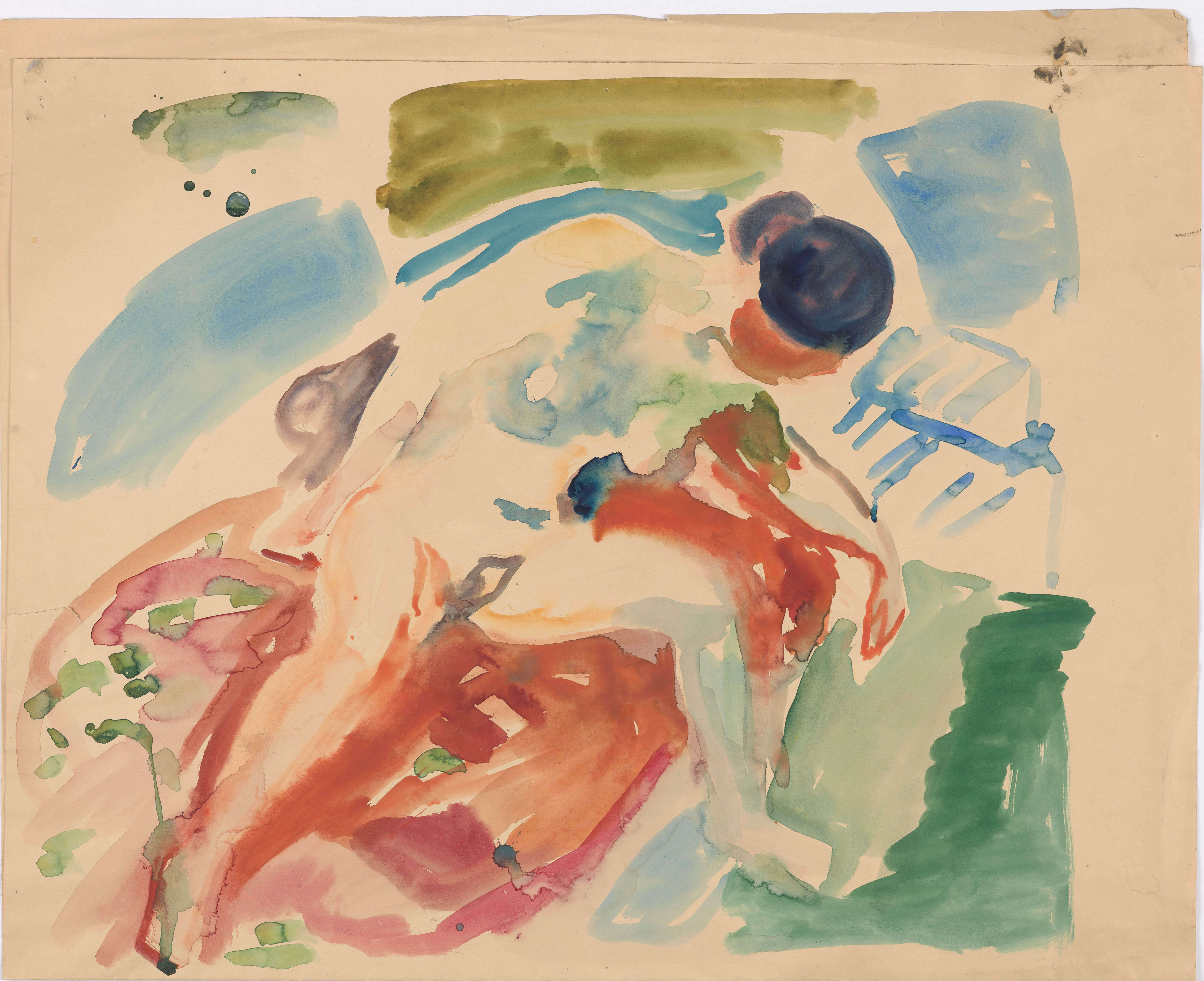 Edvard Munch, Female Nude, 1919–1924. Watercolour, 95.2 x 60 cm. Munchmuseet