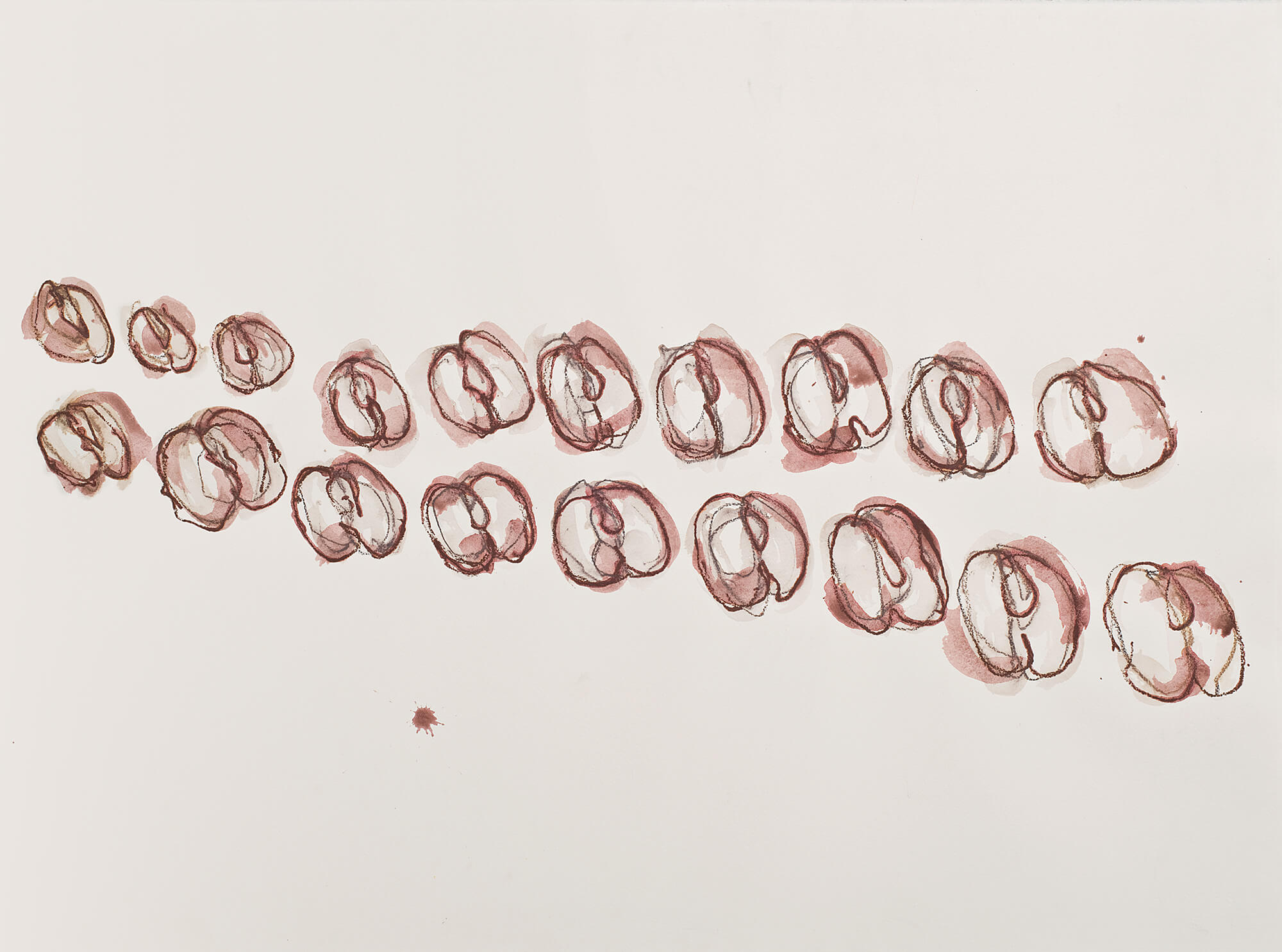 Hannah Wilke, Untitled, c. 1970s. Crayon, graphite, and watercolor on paper 22 x 30 inches (55.9 x 76.2 cm). Hannah Wilke Collection & Archive, Los Angeles. Courtesy Alison Jacques Gallery, London.