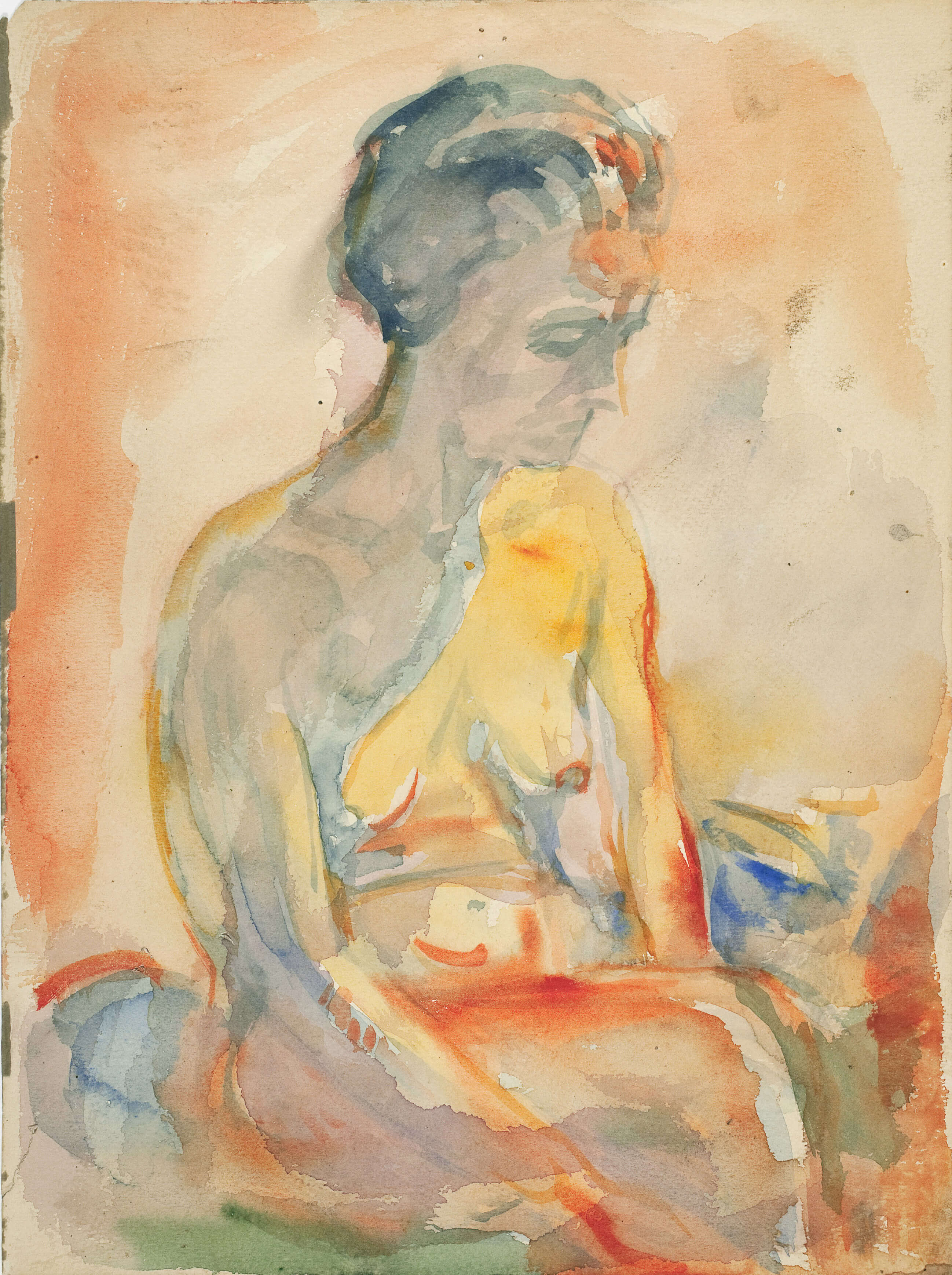 Edvard Munch, Seated Female Nude, 1923–1933. Watercolour, 34.9 x 26 cm. Munchmuseet