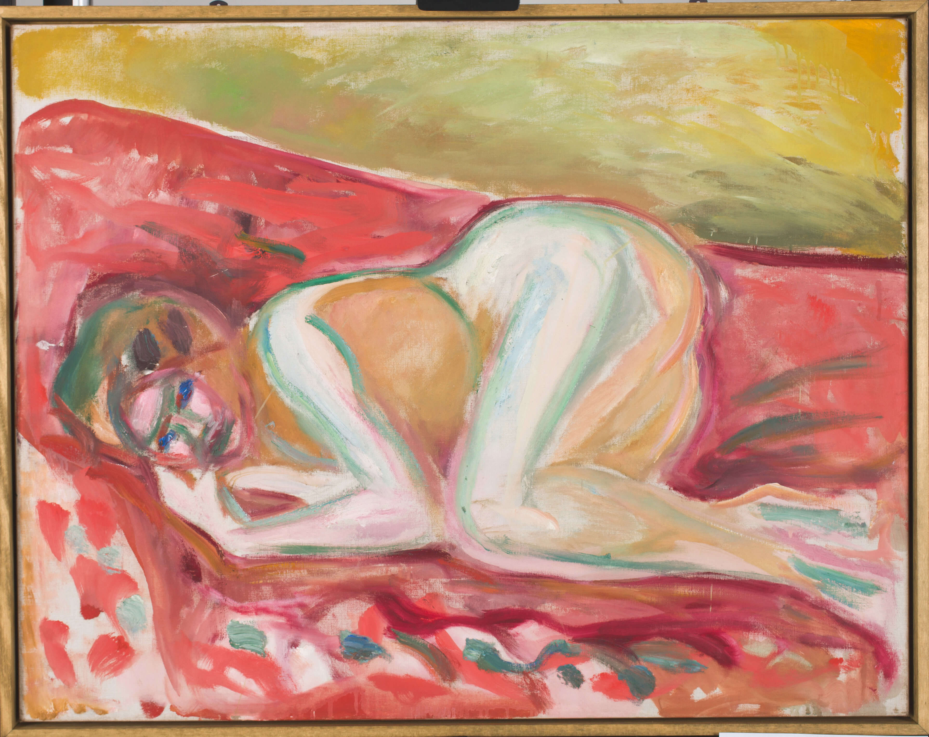 Edvard Munch, Crouching Nude, 1917-1919. Oil on canvas, 70 x 90 cm. Munchmuseet