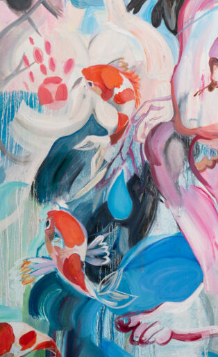 Wynnie Mynerva, All My Tears (detail), 2021. Oil on canvas. 72 x 60 in. Courtesy of LatchKey Gallery.