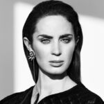 emily blunt black and white portrait