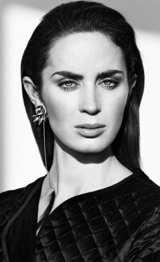 emily blunt black and white portrait