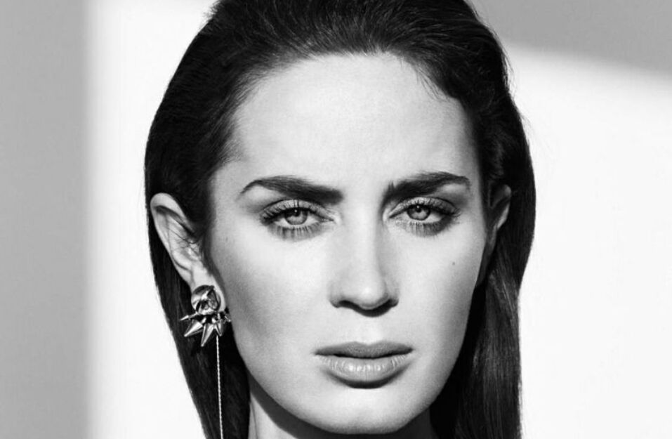 emily blunt black and white portrait