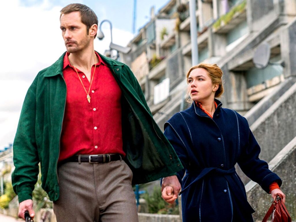 Alexander Skarsgard and Florence Pugh in Little Drummer Girl
