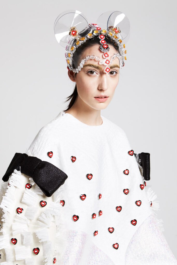 Minju Kim Model Wearing an Unusual Headress