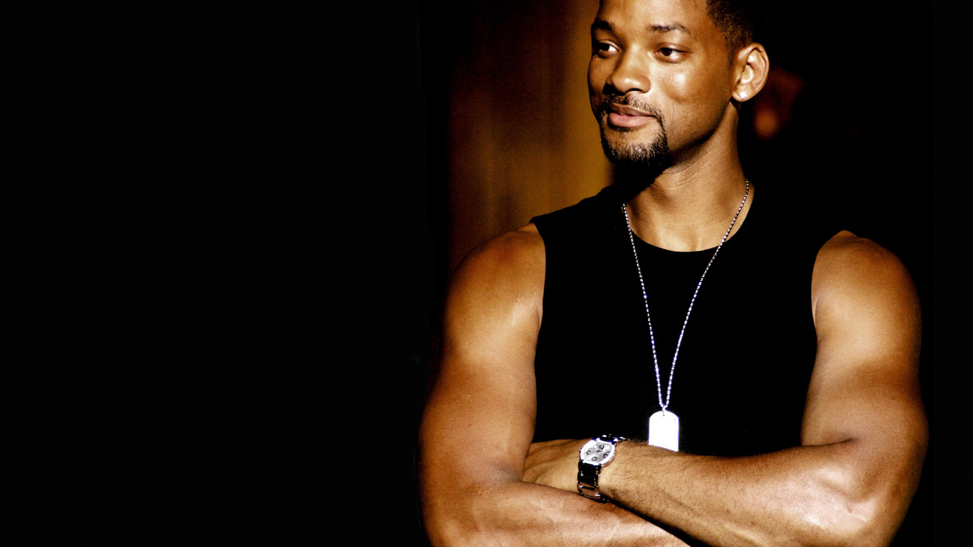 Will Smith in a Sexy Black Tank and Silver Dog Tag