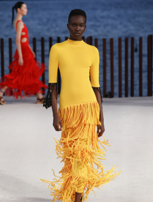 proenza schouler spring summer 2022 model in yellow dress