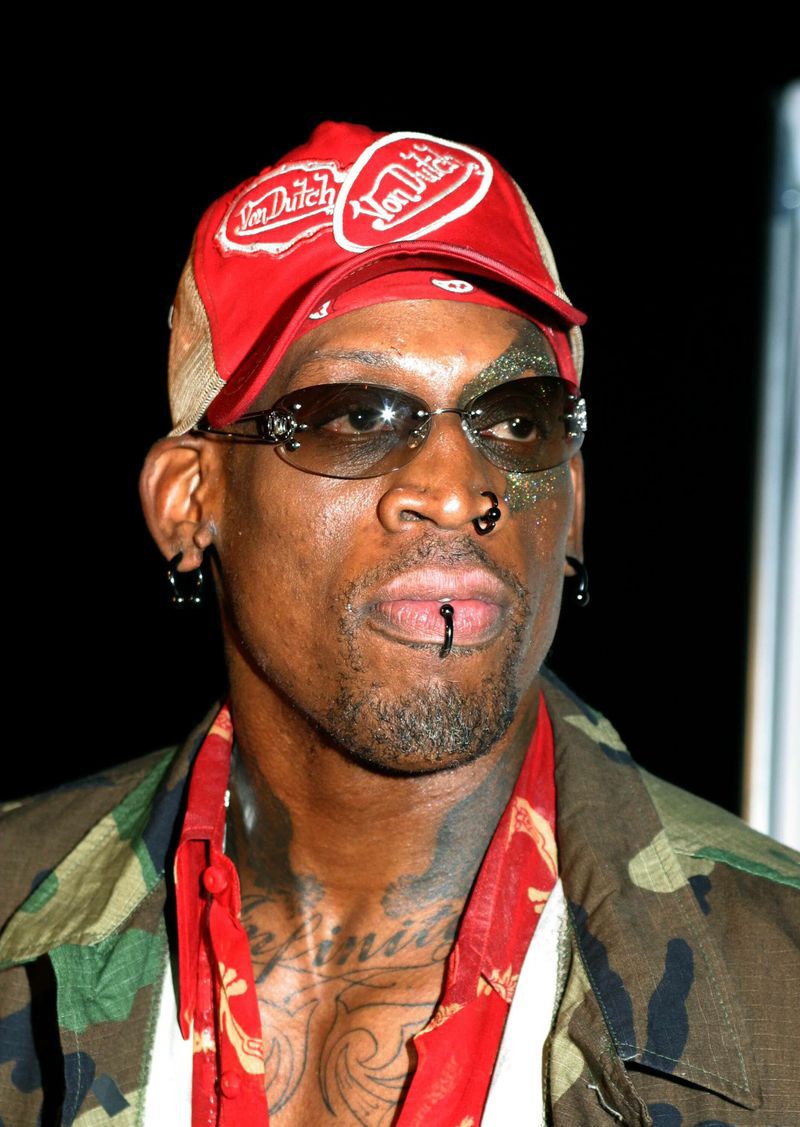 Dennis Rodman Wearing Red Von Dutch Trucker Cap