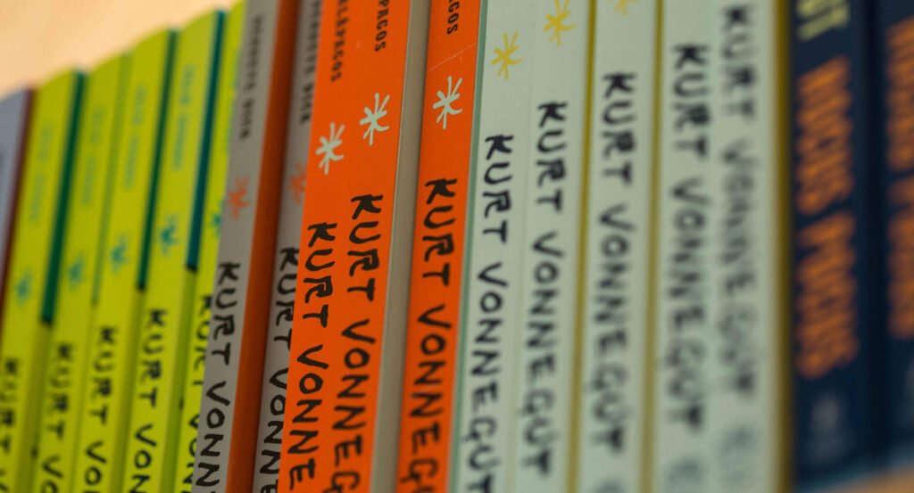 Kurt Vonnegut Books On A Shelf